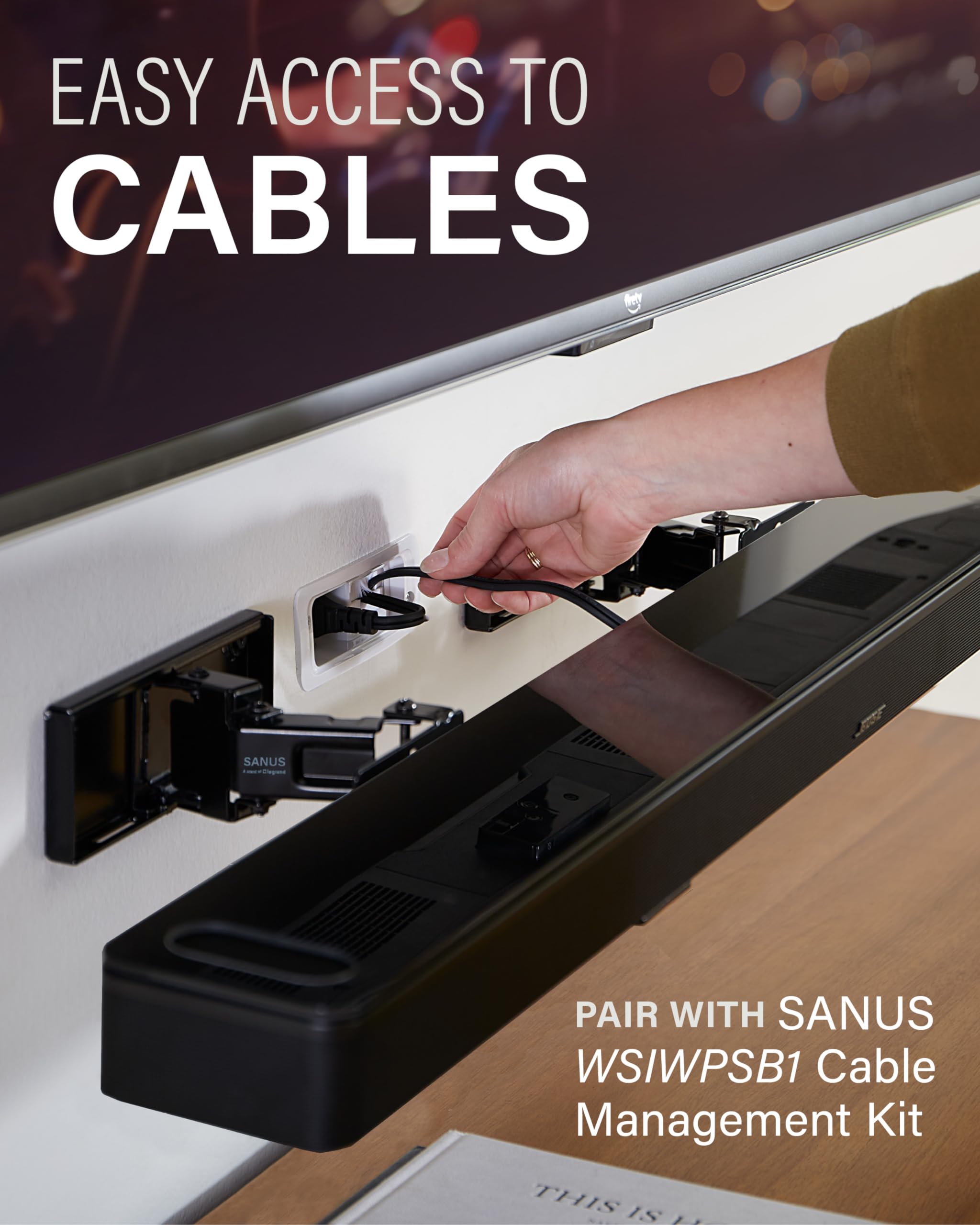 Sanus Universal Extendable Soundbar Wall Mount - Compatible with Most Soundbars, Under TV Speaker Mounts for an Easy & Secure Installation of Your Soundbar - Image 6