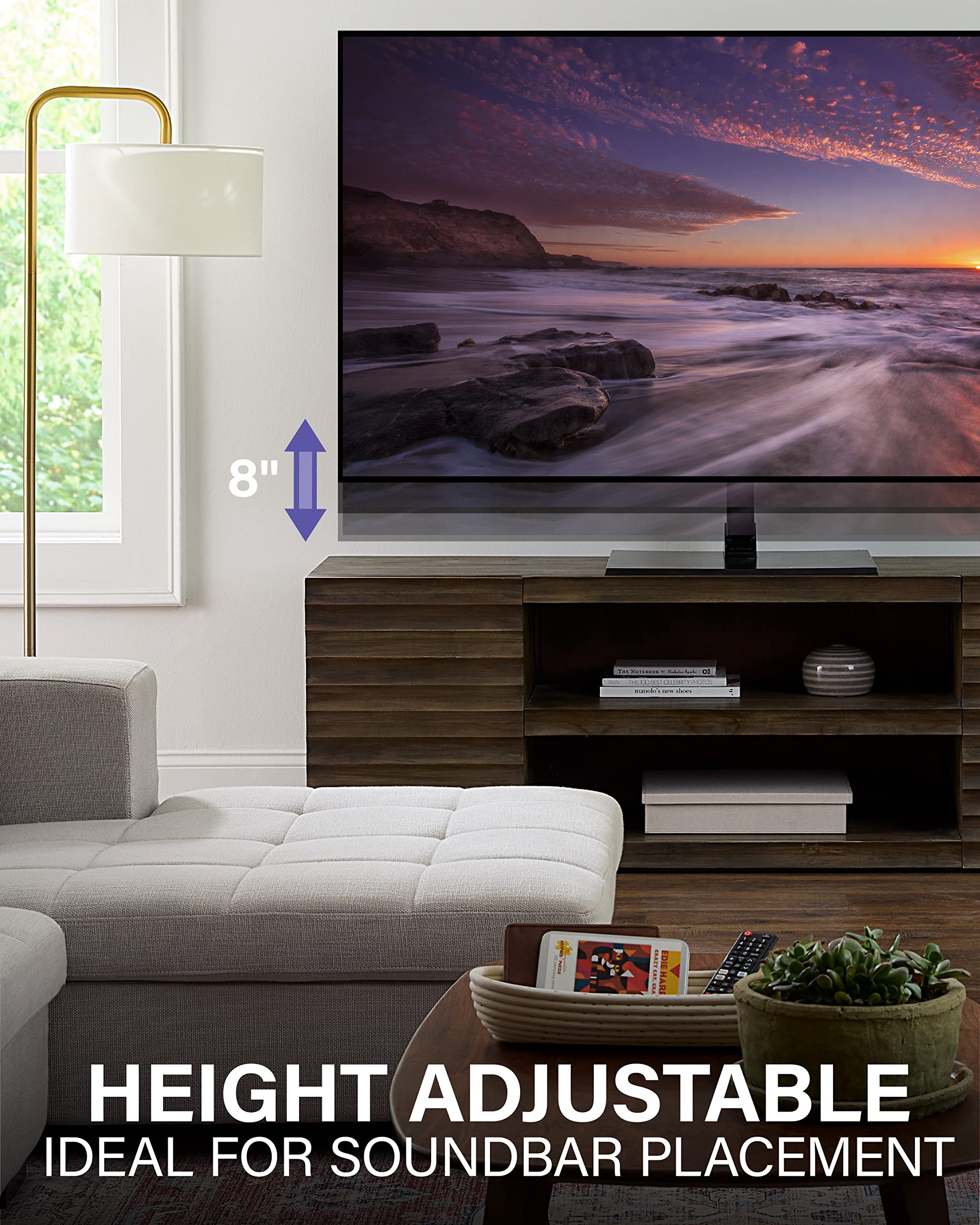 SANUS Universal TV Stand - Large Swivel Base Replacement TV Stand for Screens Up to 86" - Swivels 70 Degrees & Height Adjusts 8" - Compatible with Sony, Vizio TCL & More - Image 3