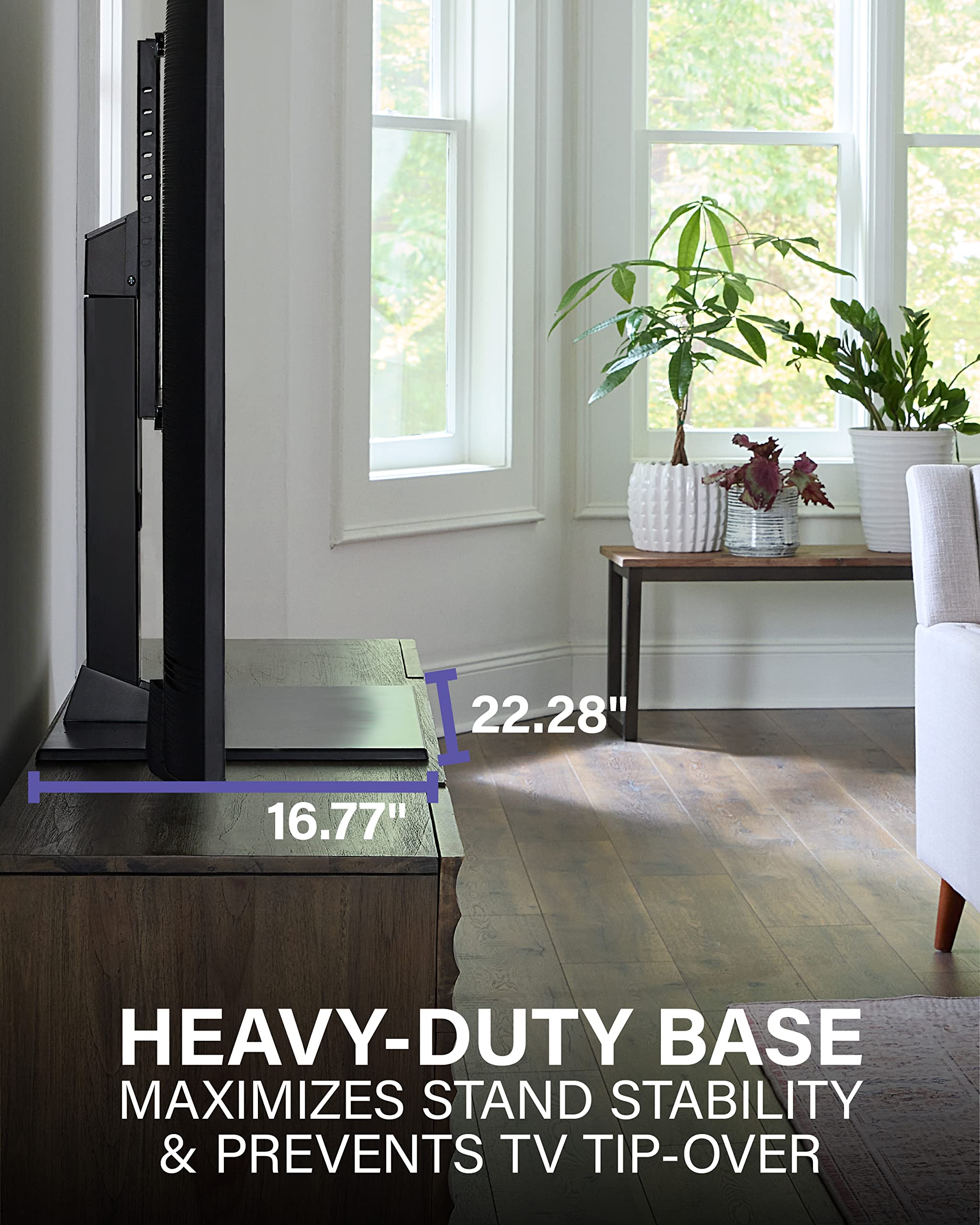 SANUS Universal TV Stand - Large Swivel Base Replacement TV Stand for Screens Up to 86" - Swivels 70 Degrees & Height Adjusts 8" - Compatible with Sony, Vizio TCL & More - Image 5