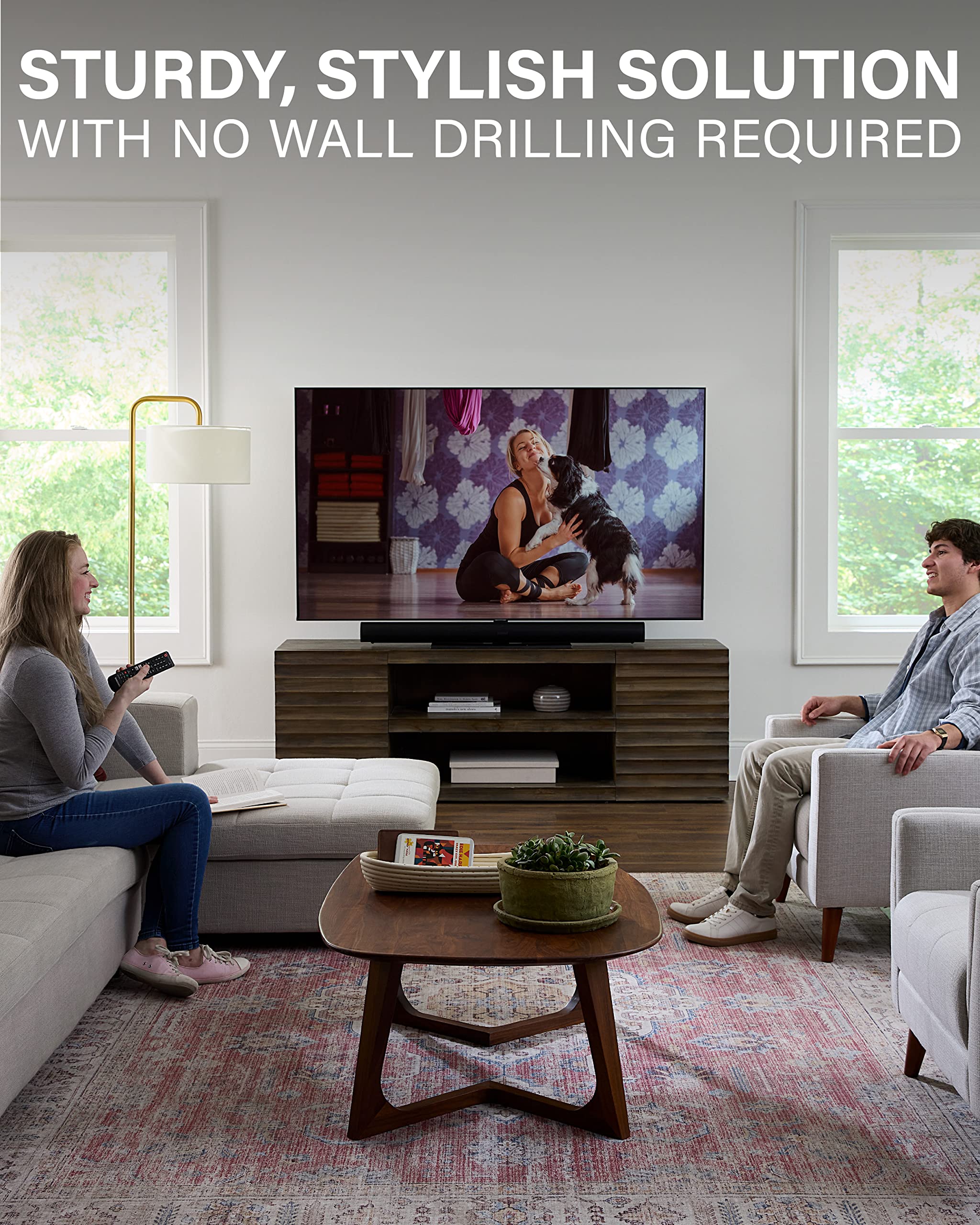 SANUS Universal TV Stand - Large Swivel Base Replacement TV Stand for Screens Up to 86" - Swivels 70 Degrees & Height Adjusts 8" - Compatible with Sony, Vizio TCL & More - Image 6