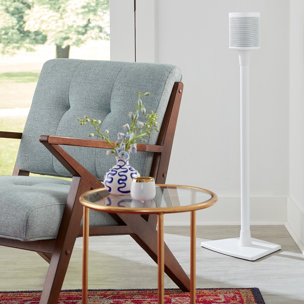 Sanus Wireless Sonos Speaker Stand for Sonos One, Play:1, & Play:3 - Audio-Enhancing Design with Built-in Cable Management - Single Stand (White) - WSS21-W1 - Image 5