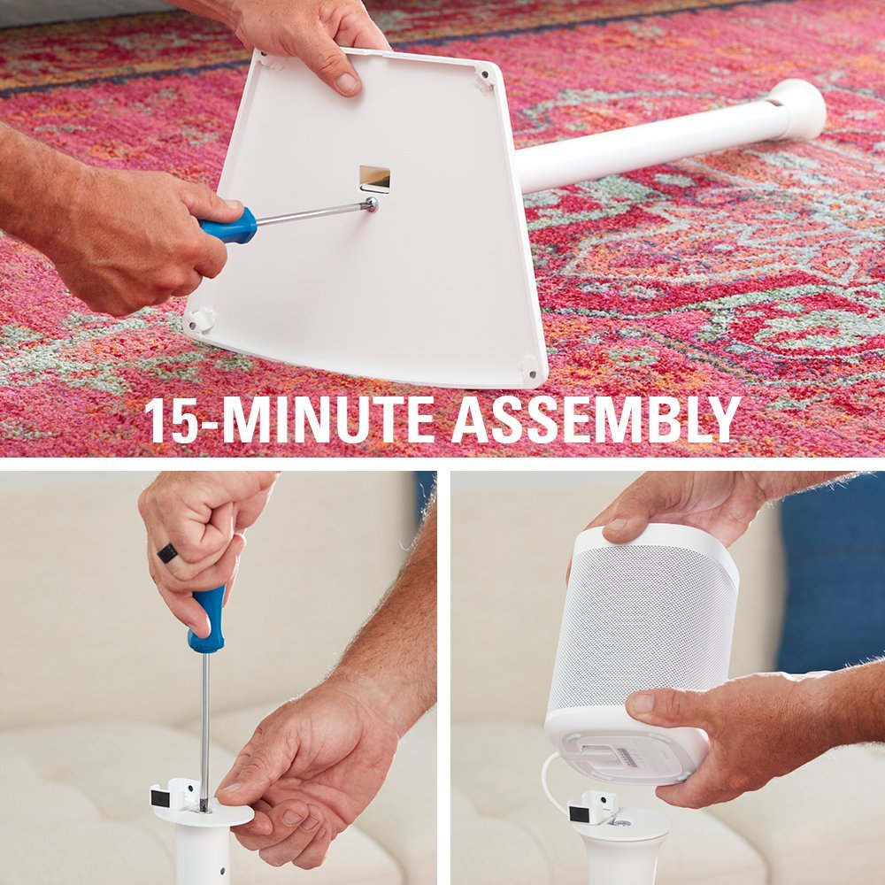 Sanus Wireless Sonos Speaker Stand for Sonos One, Play:1, & Play:3 - Audio-Enhancing Design with Built-in Cable Management - Single Stand (White) - WSS21-W1 - Image 7