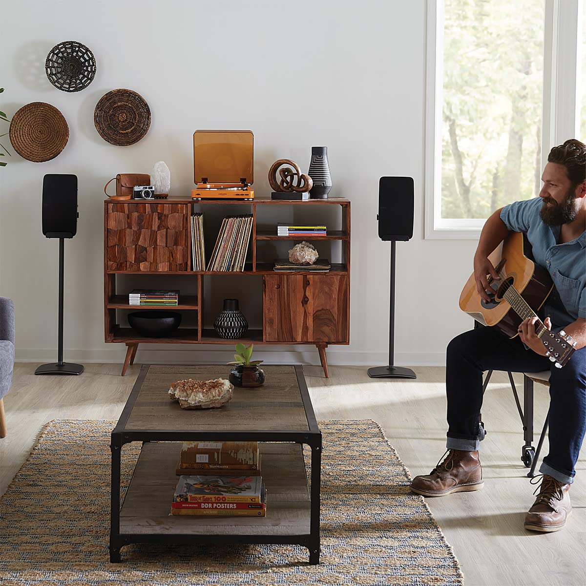 SANUS Wireless Speaker Stand for Sonos Five and Sonos Play:5 - Audio Enhancing Design for Vertical & Horizontal Audio with Built-in Cable Management & Premium Alloy Materials WSS52-W2 (Black) - Image 7