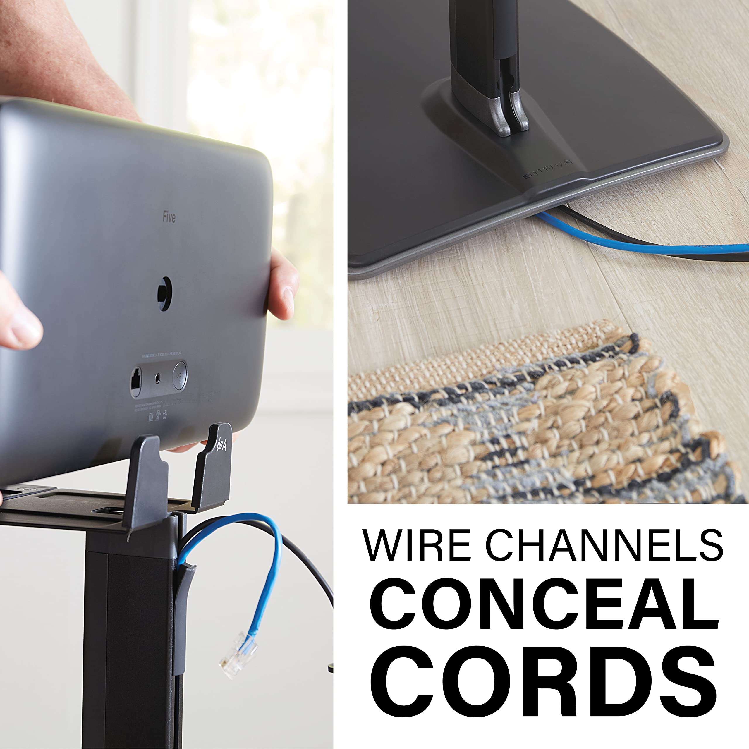 Sanus Wireless Speaker Stand for Sonos Five and Sonos Play:5 - Audio Enhancing Design for Vertical & Horizontal Audio with Built-in Cable Management & Premium Alloy Materials - OSS52 (Black) - Image 5