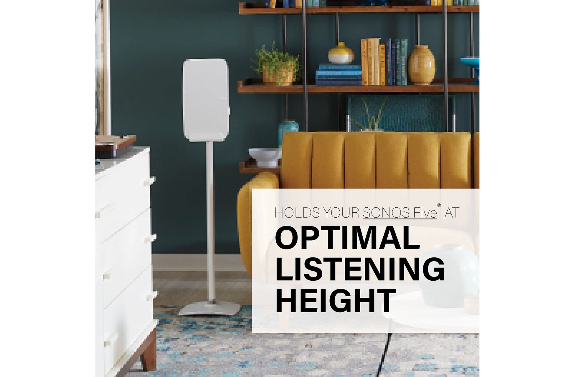 SANUS Wireless Speaker Stand for Sonos Five and Sonos Play:5 - Audio Enhancing Design for Vertical & Horizontal Audio with Built-in Cable Management & Premium Alloy Materials WSS52-W2 (White) - Image 3