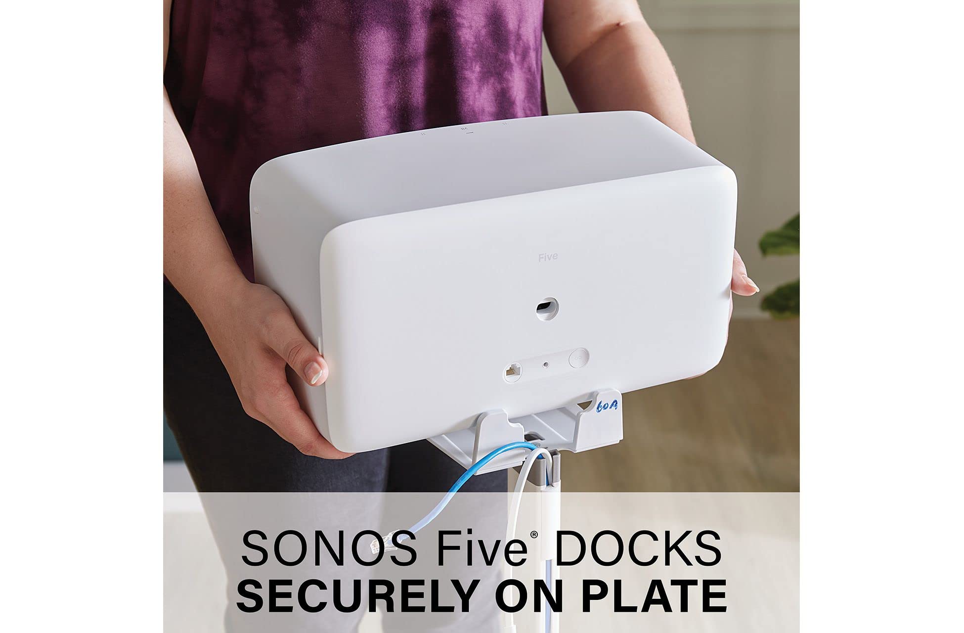 SANUS Wireless Speaker Stand for Sonos Five and Sonos Play:5 - Audio Enhancing Design for Vertical & Horizontal Audio with Built-in Cable Management & Premium Alloy Materials WSS52-W2 (White) - Image 4