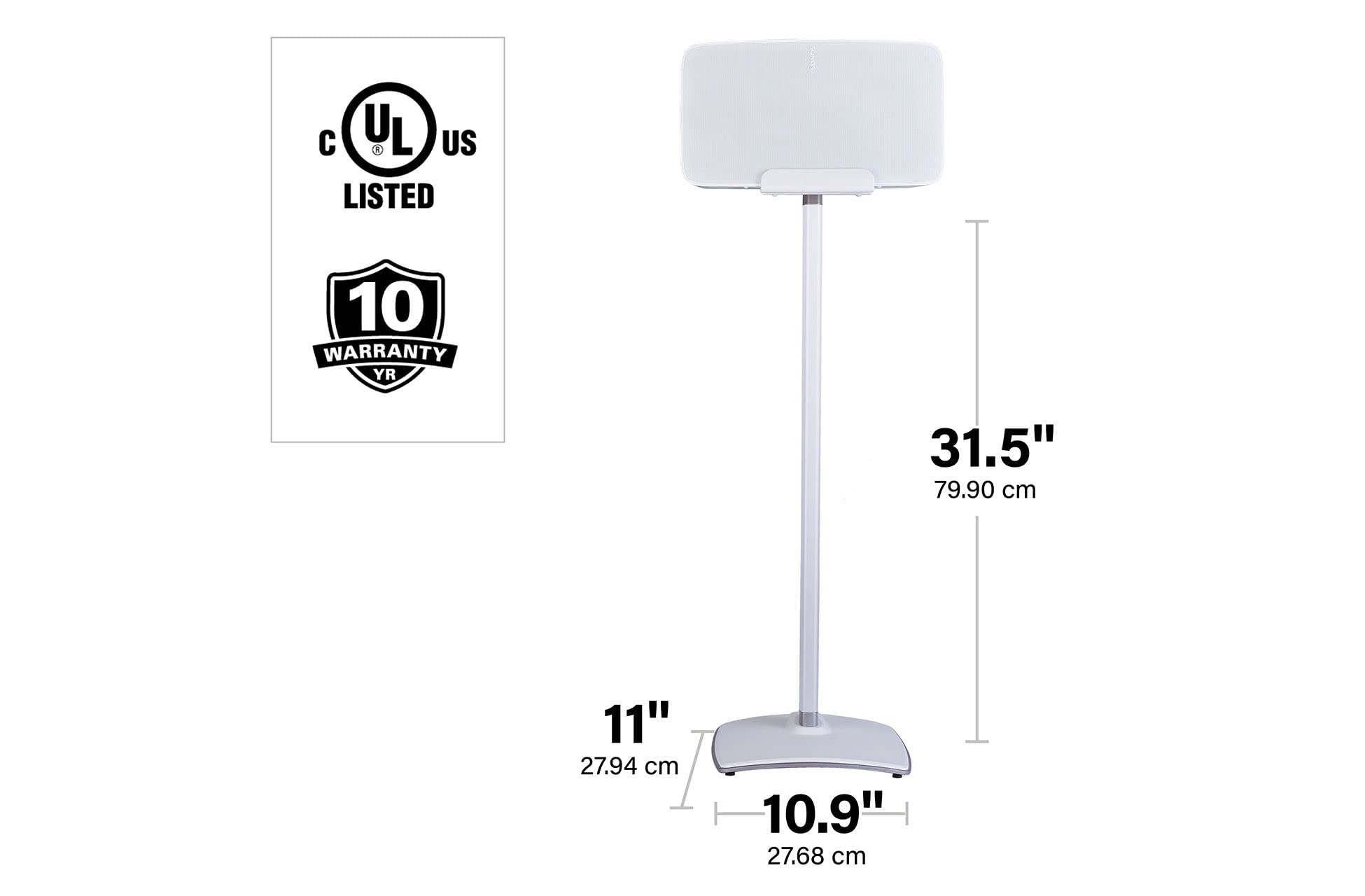 SANUS Wireless Speaker Stand for Sonos Five and Sonos Play:5 - Audio Enhancing Design for Vertical & Horizontal Audio with Built-in Cable Management & Premium Alloy Materials WSS52-W2 (White) - Image 5