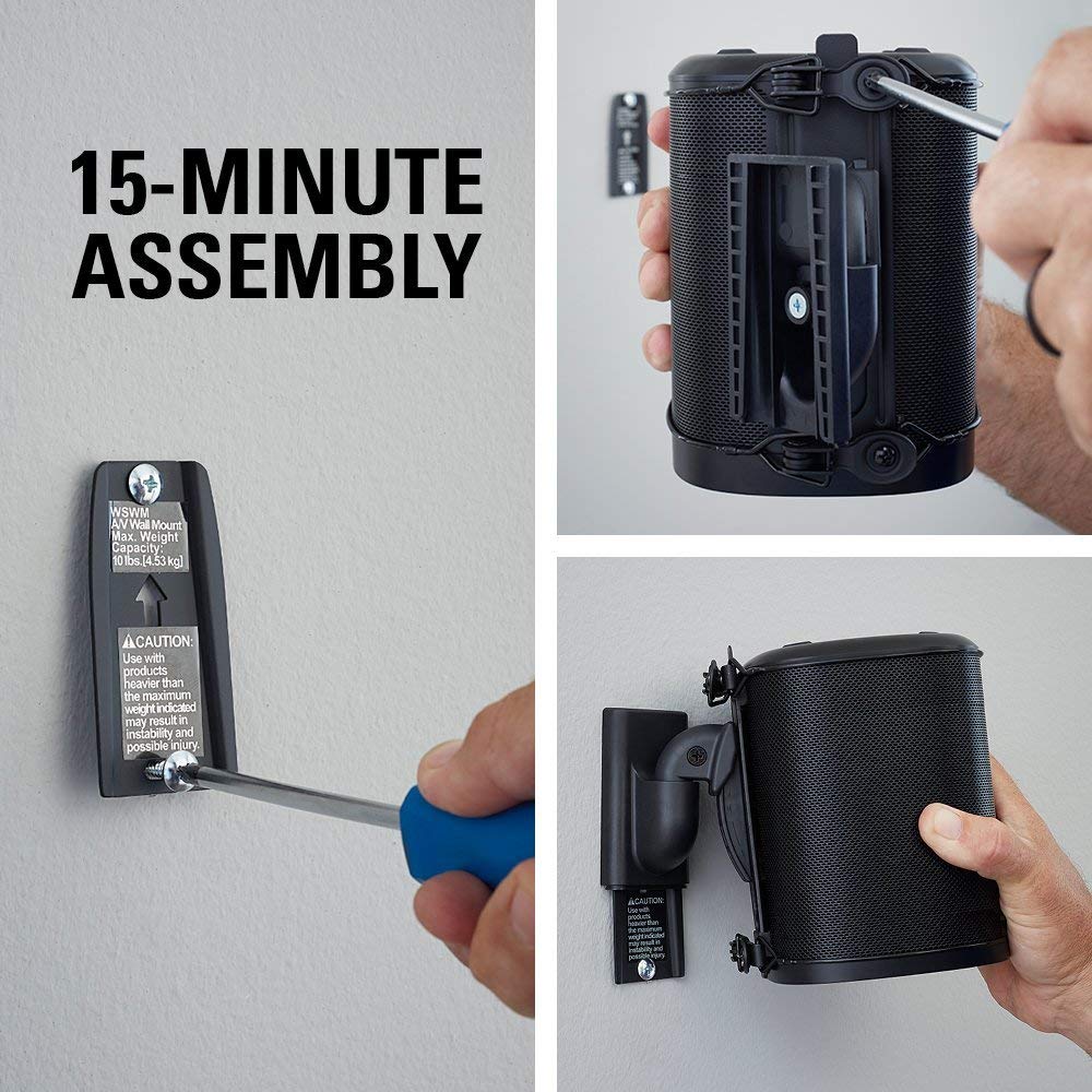 Sanus Wireless Speaker Wall Mount for Sonos ONE - Tool Free Tilt & Swivel Adjustments For Best Audio - Single (black) - WSWM21-B1 - Image 5